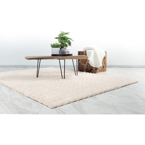 Tapis à Poils Longs Doux Effet 3d Design Beppo Ivoire 120x170