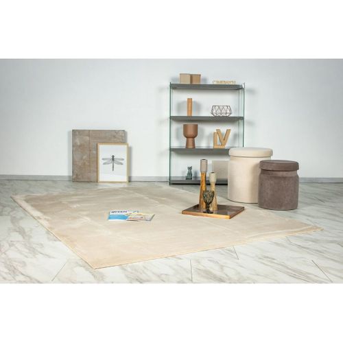 Tapis Lavable En Machine Doux Uni à Courtes Mèches Nova Beige 80x300