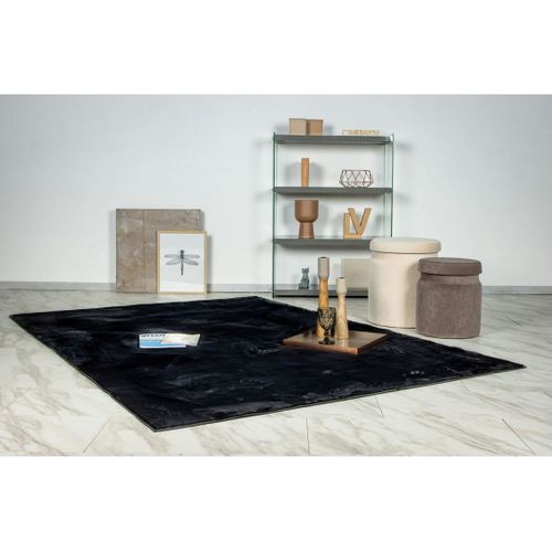 Tapis Lavable En Machine Doux Uni à Courtes Mèches Nova Noir 120x170