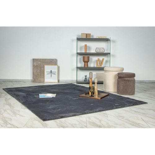 Tapis Lavable En Machine Doux Uni à Courtes Mèches Nova Graphite 160x230