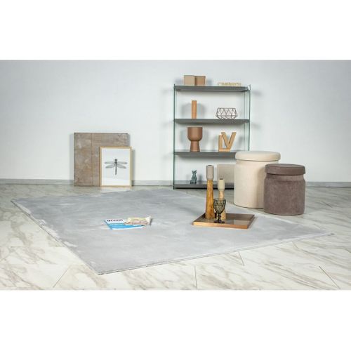 Tapis Lavable En Machine Doux Uni à Courtes Mèches Nova Argenté 160x230