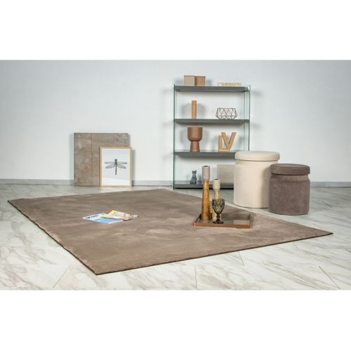 Tapis Lavable En Machine Doux Uni à Courtes Mèches Nova Taupe 160x230