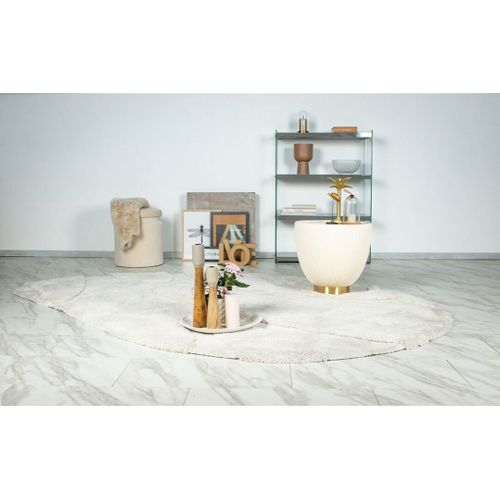 Tapis Polyester Recyclé Effet 3d Tufté Momo Ivoire 160x230