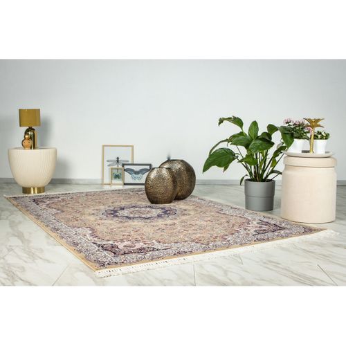 Tapis Style Oriental Avec Franges Velma Beige 80x300