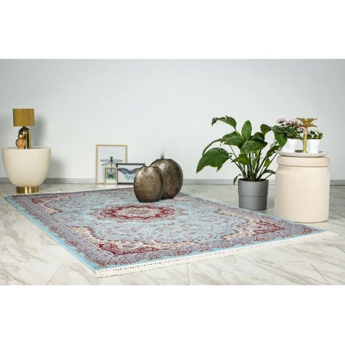 Tapis Style Oriental Avec Franges Velma Bleu 80x300