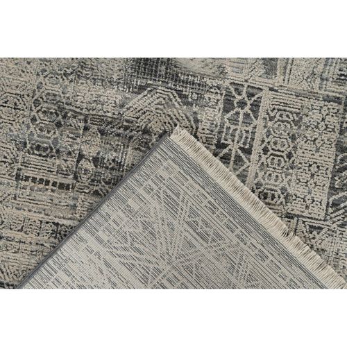 Tapis Vintage Avec Franges Rayé Gobi Gris 200x290