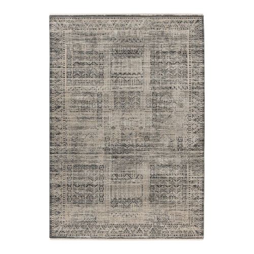 Tapis Vintage Avec Franges Rayé Gobi Gris 200x290