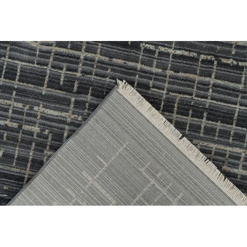 Tapis Rayé Design Avec Franges Imke Gris 160x230