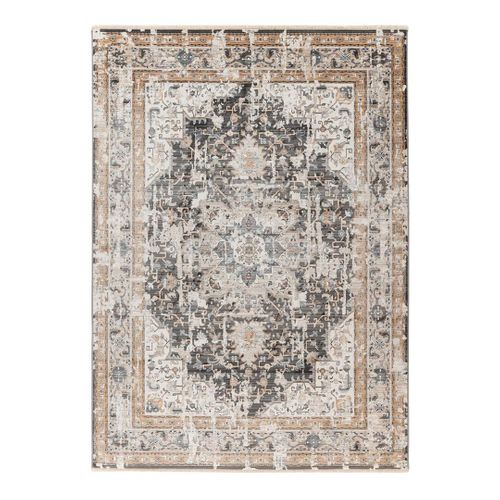 Tapis Vintage Avec Franges Rayé Rectangle Marta Taupe 200x290