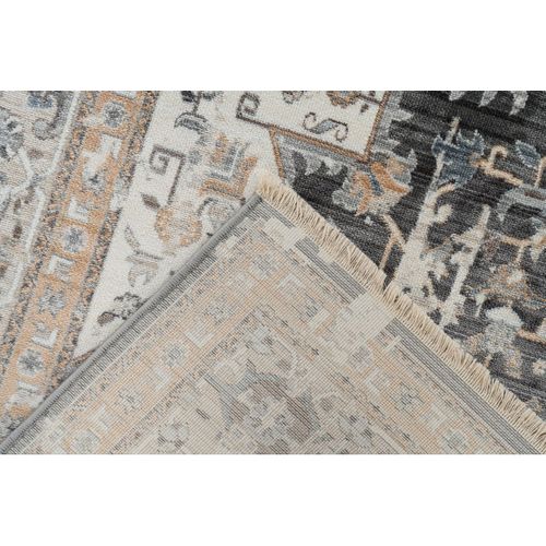 Tapis Vintage Avec Franges Rayé Rectangle Marta Taupe 200x290