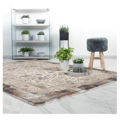 Tapis Avec Franges Rayé Vintage Rectangle Jork Argenté 120x170
