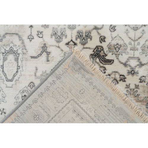 Tapis Avec Franges Rayé Vintage Rectangle Jork Argenté 120x170