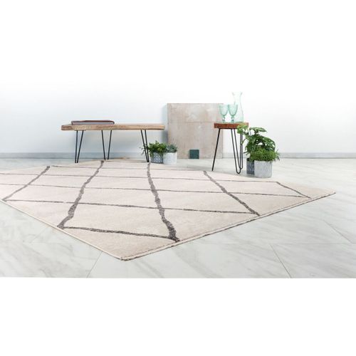 Tapis Berbère Avec Franges Ethnique Runa Ivoire 160x230