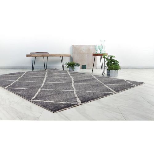 Tapis Berbère Avec Franges Ethnique Runa Argenté 120x170