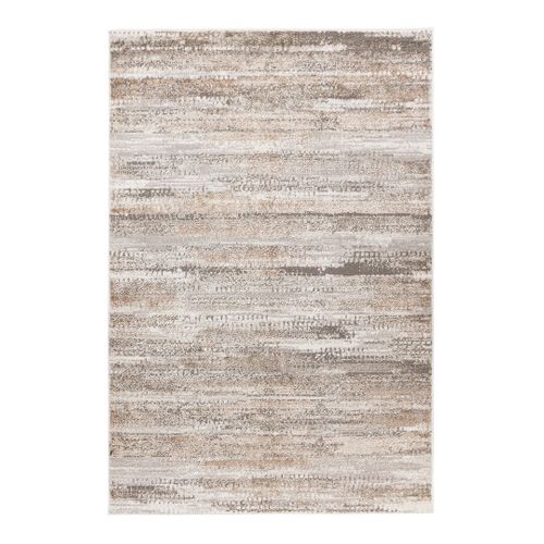 Tapis Rayé Design Effet 3d Rectangle Cherine Beige Argenté 80x150