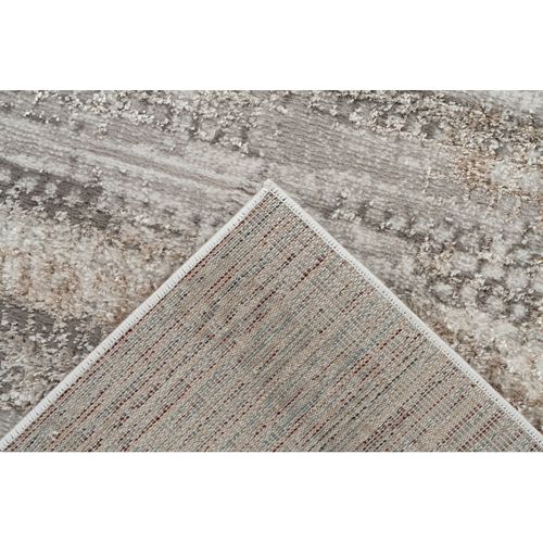 Tapis Rayé Design Effet 3d Rectangle Cherine Beige Argenté 80x150