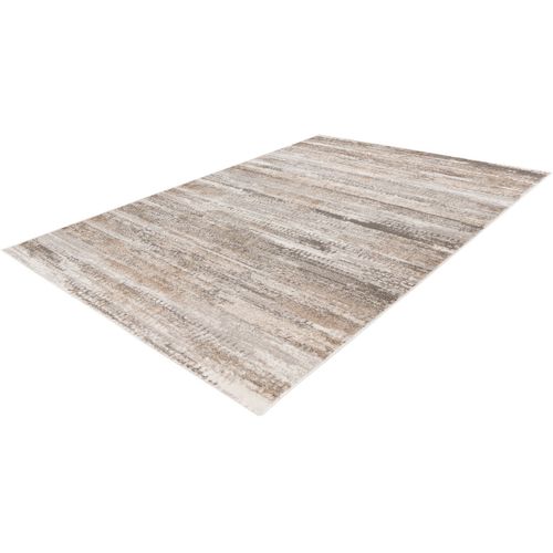 Tapis Rayé Design Effet 3d Rectangle Cherine Beige Argenté 120x170