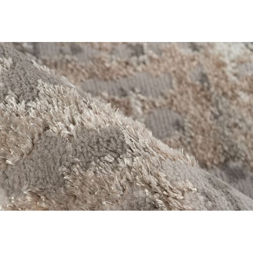 Tapis Poils Ras Effet 3d Moderne Rayé Sweety Beige Argenté 120x170