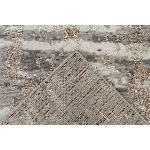 Tapis Poils Ras Effet 3d Moderne Rayé Sweety Beige Argenté 160x230