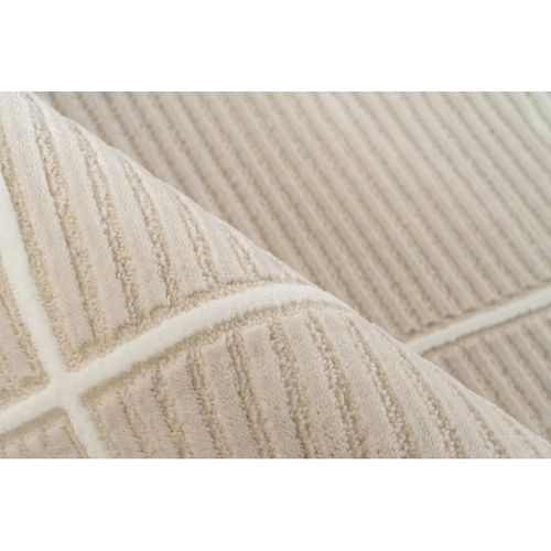 Tapis Géométrique Design Avec Franges Annie Beige 160x230