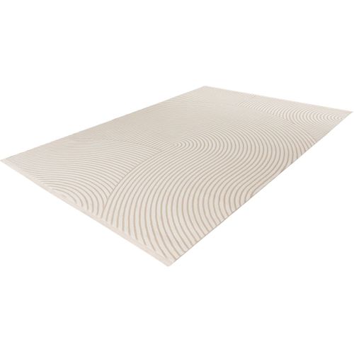Tapis Moderne Effet Courbe Avec Franges Hanae Ivoire 80x150