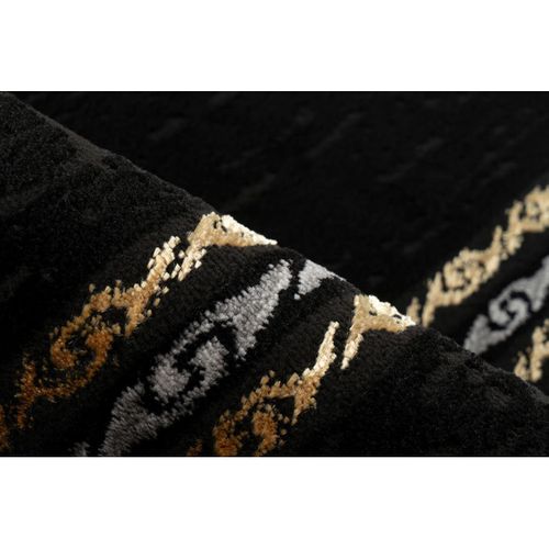 Tapis Baroque Courtes Mèches Rectangle Nama Noir 80x300