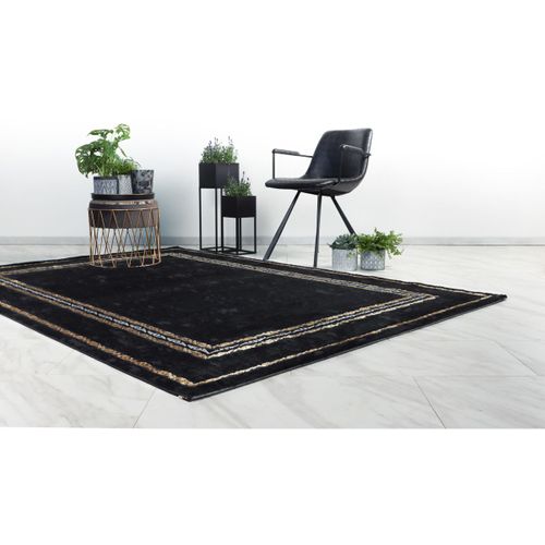 Tapis Baroque Courtes Mèches Rectangle Nama Noir 80x300
