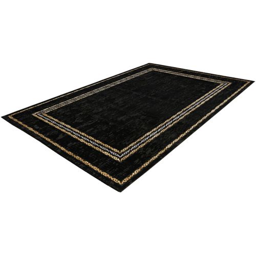 Tapis Baroque Courtes Mèches Rectangle Nama Noir 80x300