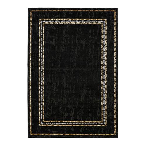 Tapis Baroque Courtes Mèches Rectangle Nama Noir 80x300