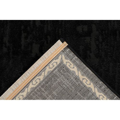 Tapis Baroque Courtes Mèches Rectangle Nama Noir 80x300