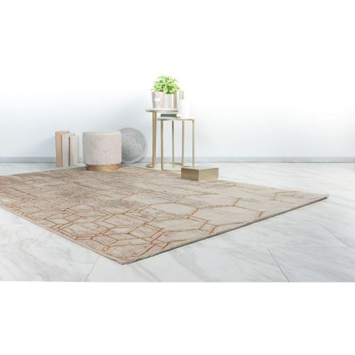 Tapis Moderne Courtes Mèches Rectangle Hadra Beige 80x150