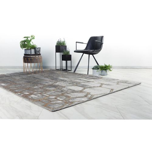 Tapis Moderne Courtes Mèches Rectangle Hadra Doré 80x150