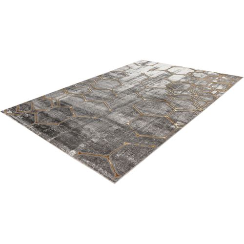 Tapis Moderne Courtes Mèches Rectangle Hadra Doré 200x290