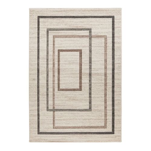 Tapis Design Graphique Rectangle Taza Beige Argenté 200x290