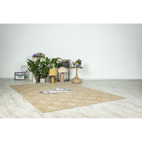Tapis Géométrique Effet 3d Design Bohmen Beige 80x300