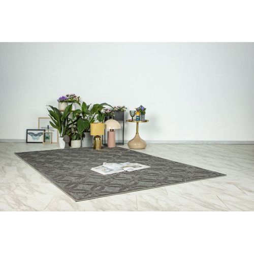 Tapis Géométrique Effet 3d Design Bohmen Gris 80x300