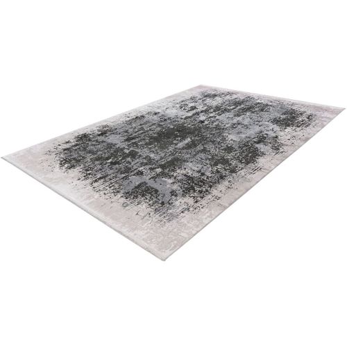 Tapis Moderne Avec Franges Rayé 3d Hadri Argenté 200x290