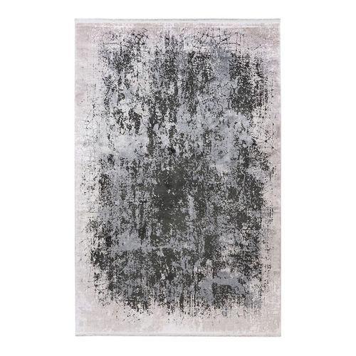 Tapis Moderne Avec Franges Rayé 3d Hadri Argenté 200x290