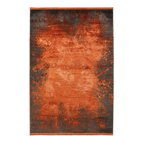 Tapis Design Avec Franges Rayé à Courtes Mèches Anir Terre 80x150