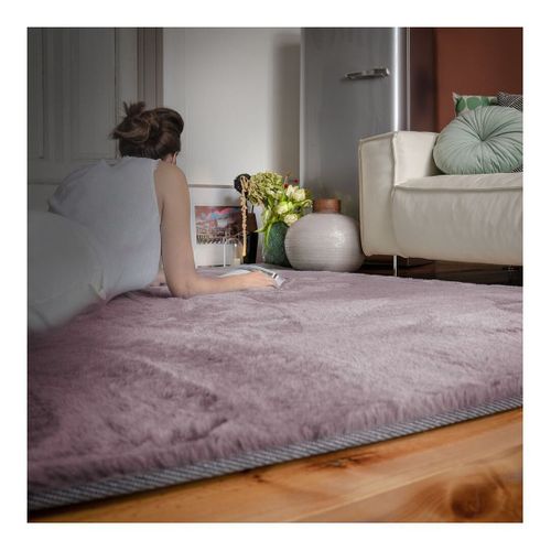Tapis Doux Uni Moderne à Courtes Mèches Shaddy Mauve 140x200