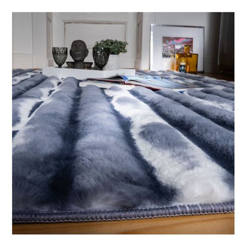 Tapis Rectangle Doux Moderne Effet 3d Lynda Bleu 80x300