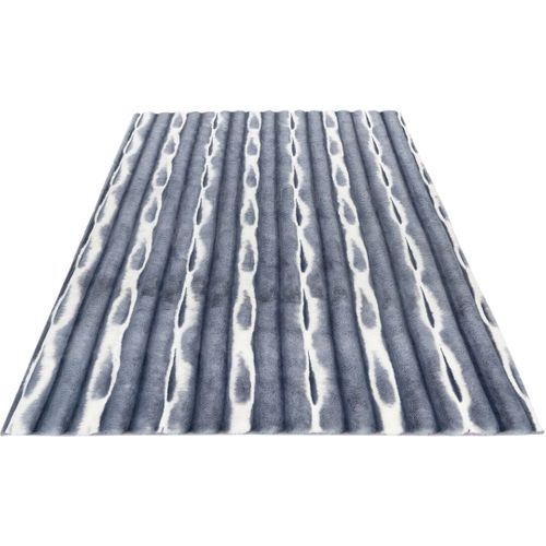 Tapis Rectangle Doux Moderne Effet 3d Lynda Bleu 80x300