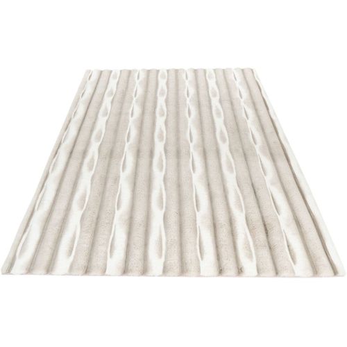 Tapis Rectangle Doux Moderne Effet 3d Lynda Taupe 80x300