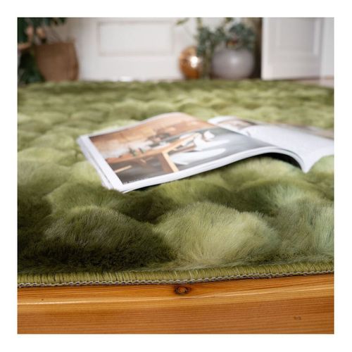 Tapis Doux à Poils Longs Moderne Relief Sweety Vert 40x60
