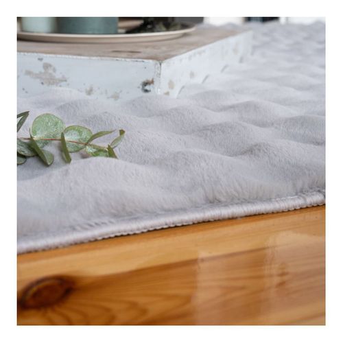 Tapis Effet 3d Doux Shaggy Uni Solenna Argenté 80x300