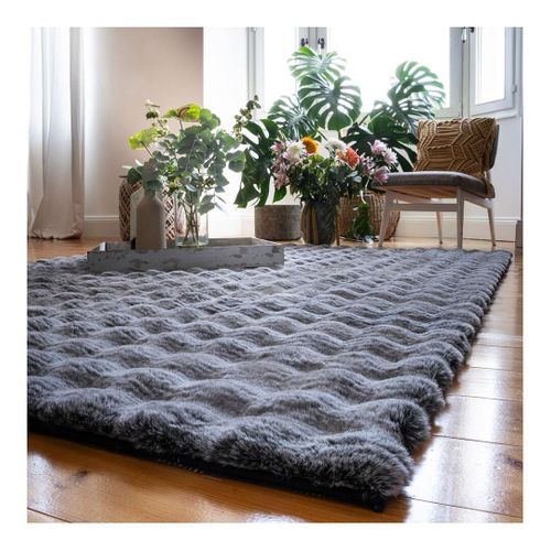 Tapis Shaggy Uni Effet 3d Moderne Ayna Anthracite 80x300