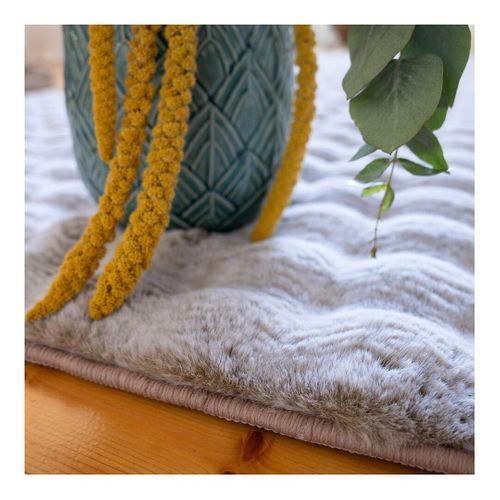 Tapis Shaggy Uni Effet 3d Moderne Ayna Beige 80x300