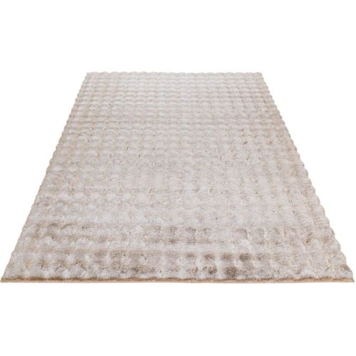 Tapis Shaggy Uni Effet 3d Moderne Ayna Beige 80x300