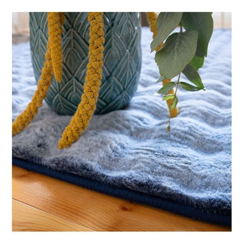 Tapis Shaggy Uni Effet 3d Moderne Ayna Bleu 80x300