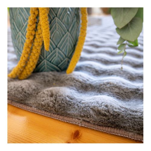 Tapis Shaggy Uni Effet 3d Moderne Ayna Taupe 80x300